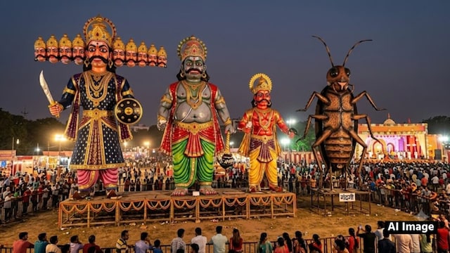 Cockroach Effigy Burn in Ramlila। Pitampura Ramlila Cockroach Effigy Burning। रावण, कुंभकर्ण... और अब 30 फीट का कॉकरोच, दिल्ली रामलीला पर चढ़ा सियासी - News18 हिंदी