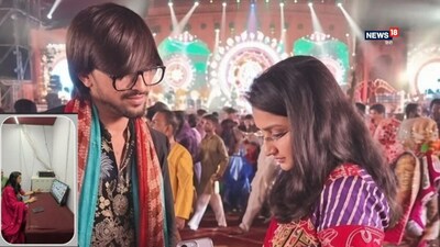 अहमदाबाद में महिला पुलिस अधिकारी निधि कलसारिया पारंपरिक पोशाक में गरबा खेलने पहुंचीं और सुरक्षा व्यवस्था का जायजा लिया. (फोटो X/वीडियो ग्रैब)