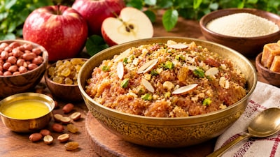 Apple Peanut Halwa Recipe से सेब और भुनी मूंगफली का स्वादिष्ट हलवा बनाएं. (Image-AI generated)