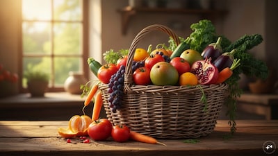 मौसमी फल और सब्जियां खाना, सेहत के लिये बहुत ही फायदेमंद होता है. Image AI