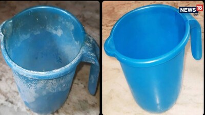 प्लास्टिक के मग्गे पर जमी कठोर सफेद परत को हटाने के लिए बेकिंग सोडा और सिरके का कॉम्बिनेशन एक बेहतरीन उपाय है.