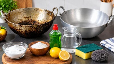 काली एल्युमिनियम कड़ाही के पीछे जमे जिद्दी दाग कैसे हटाएं? (इमेज AI)
