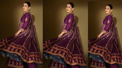 Vidya Balan Stuns in Purple on Navratri Ashtami