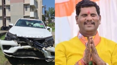 विधायक अमर सिंह यादव की कार से टकराई बाइक