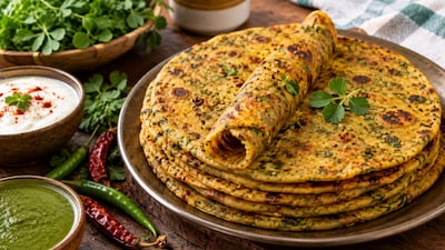 मेथी-मिर्च थेपला रेसिपी, बनाएं सॉफ्ट और टेस्टी नाश्ता (इमेज AI)