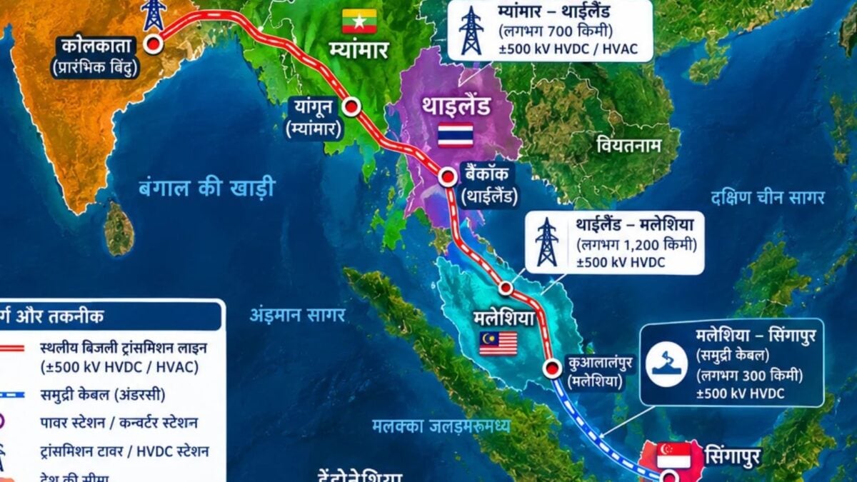 भारत से सिंगापुर तक 3000 किमी पॉवर लाइन बिछाने की योजना