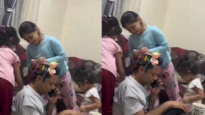 Busy Dad Gets an Adorable Makeover from Daughters in Viral Video