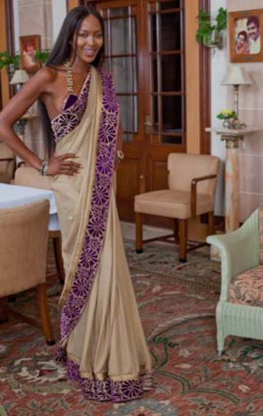 British supermodel Naomi Campbell looks ravishing in a saree - News18