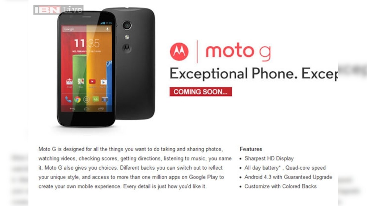 Motorola Moto G to be a Flipkart exclusive in India, for now