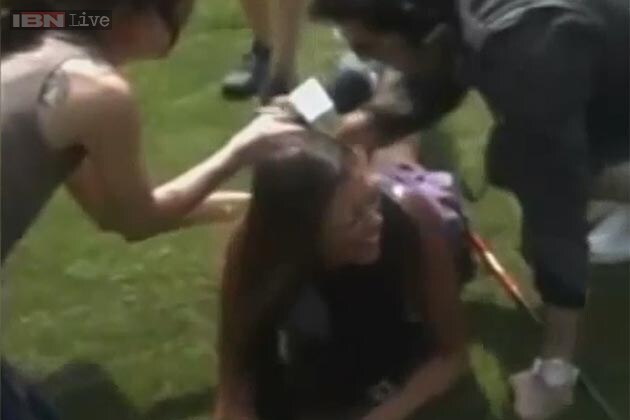 golf ball was teed off her buttocks image