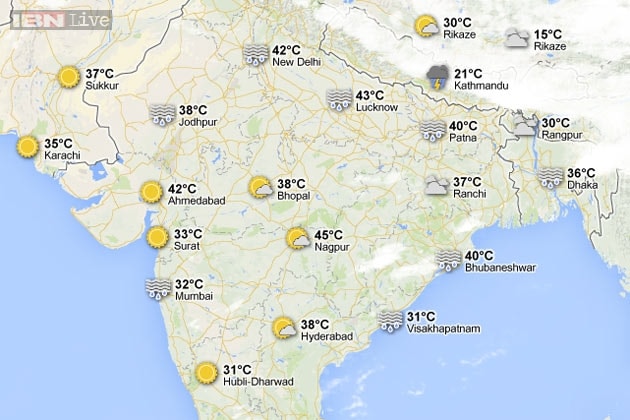 India Temperature Map 010514 