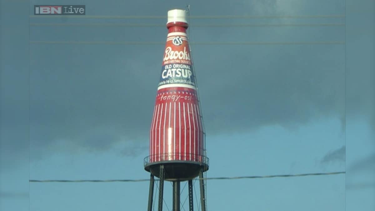 The 'world's largest bottle of Catsup' that stands 170feet tall is up