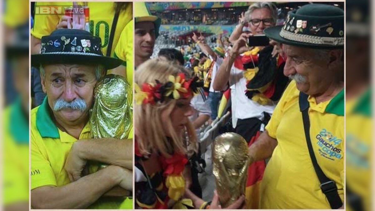 Photo Most sporting football fan ever? The sad Brazil fan clutching