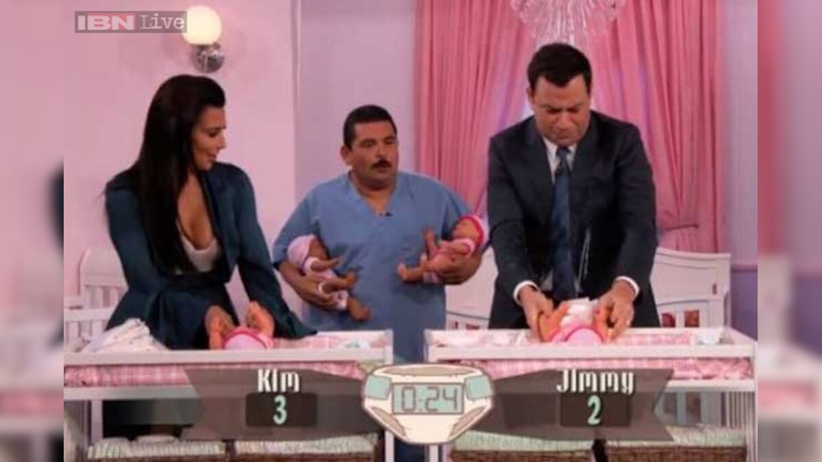 Watch It was Kim Kardashian vs. Jimmy Kimmel in this diaper changing competition that