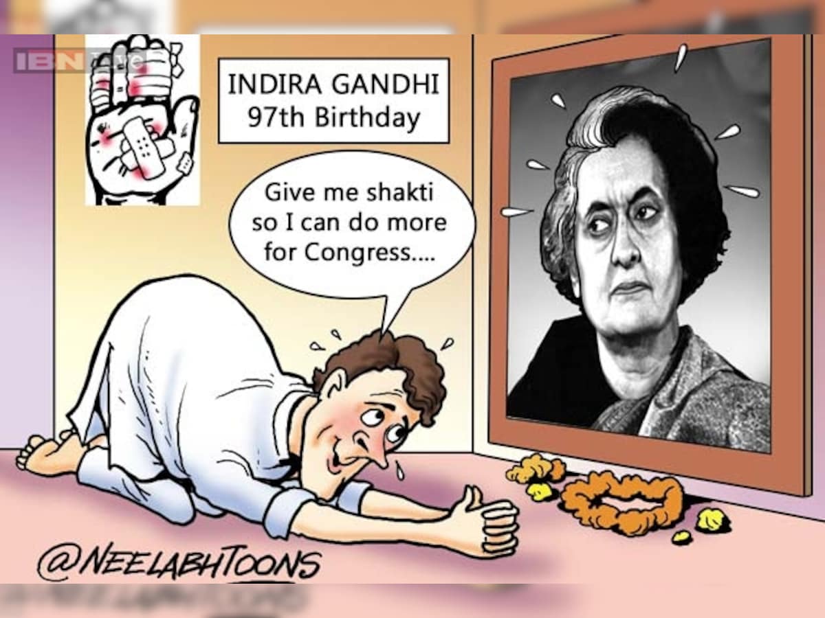 Cartoon of the day: Rahul remembers his grandmother Indira Gandhi on her 97th birth anniversary Cartoon of the day: Rahul remembers his grandmother Indira Gandhi on her 97th birth anniversary