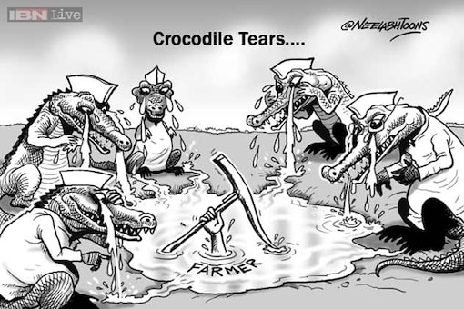 Breaking toons: Leaders shed crocodile tears over farmers' suicides Breaking toons: Leaders shed crocodile tears over farmers' suicides