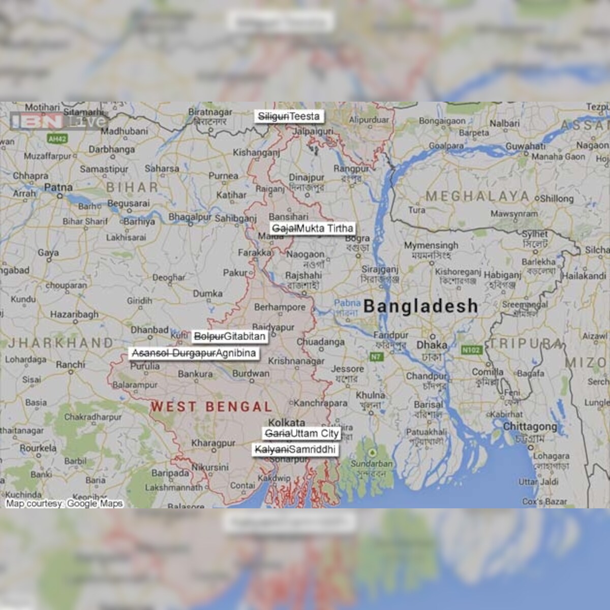 Asansol West Bengal Map Google Maps Edited To Display Renamed Bengal Cities: Siliguri To Be Called Teesta, Asansol-Durgapur Will Be Agnibina Asansol West Bengal Map Google Maps Edited To Display Renamed Bengal Cities: Siliguri To Be Called Teesta, Asansol-Durgapur Will Be Agnibina