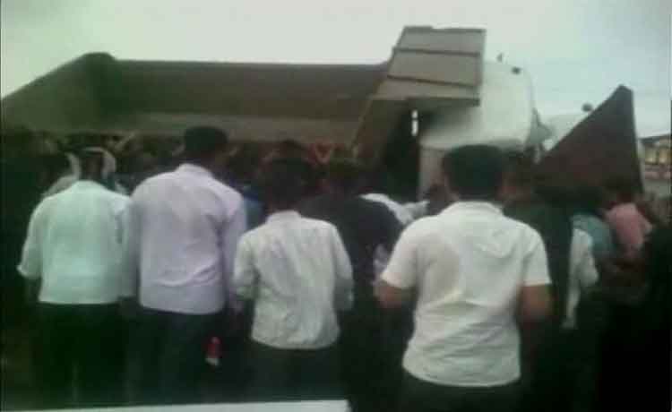 Armymen lift truck with their bare hands, rescue a man trapped under it ...