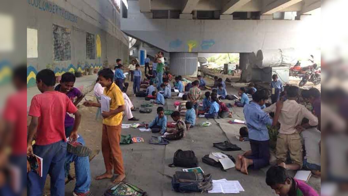 Free school near Yamuna Bank Metro station for poor children tries to