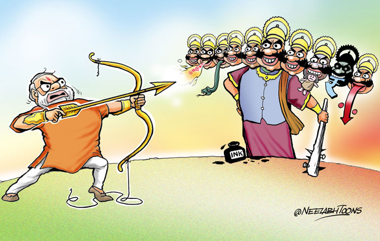 Cartoon of the day: Trying to win over the evil this Dussehra