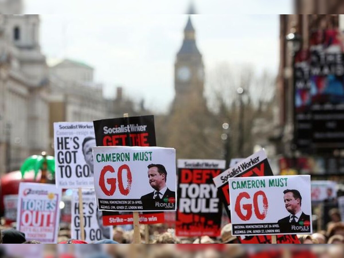Thousands March In London Demanding Cameron Resignation