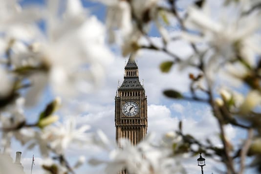 The Big Ben clock tower is seen through blooming flowers in central London. (Reuters) The Big Ben clock tower is seen through blooming flowers in central London. (Reuters)