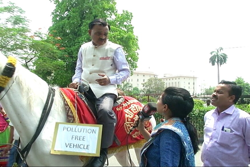 Watch: BJP MP Rides a Horse to Parliament - News18