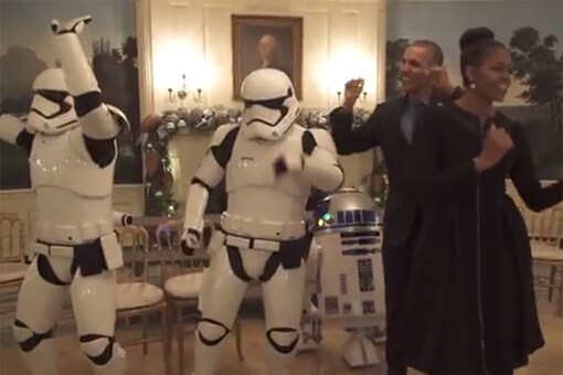 Stop What You're Doing and Watch The Obamas Dance With Stormtroopers