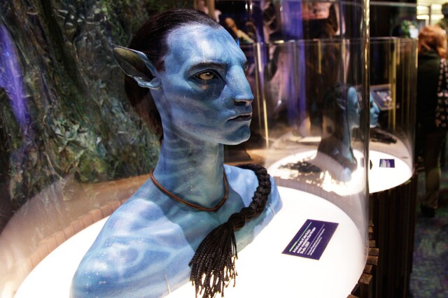 A figure of Jake Sully's avatar character from the movie "Avatar," is on display at the Experience Music Project in Seattle. (AP Photo/Ted S Warren, File)
