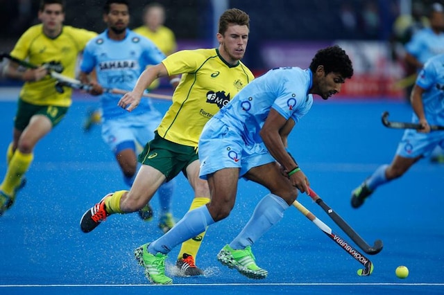 India and Australia in action during the Champions Trophy final. 