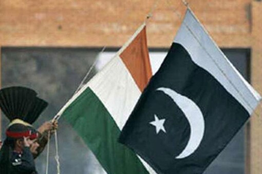 A file image of flags of India and Pakistan. 