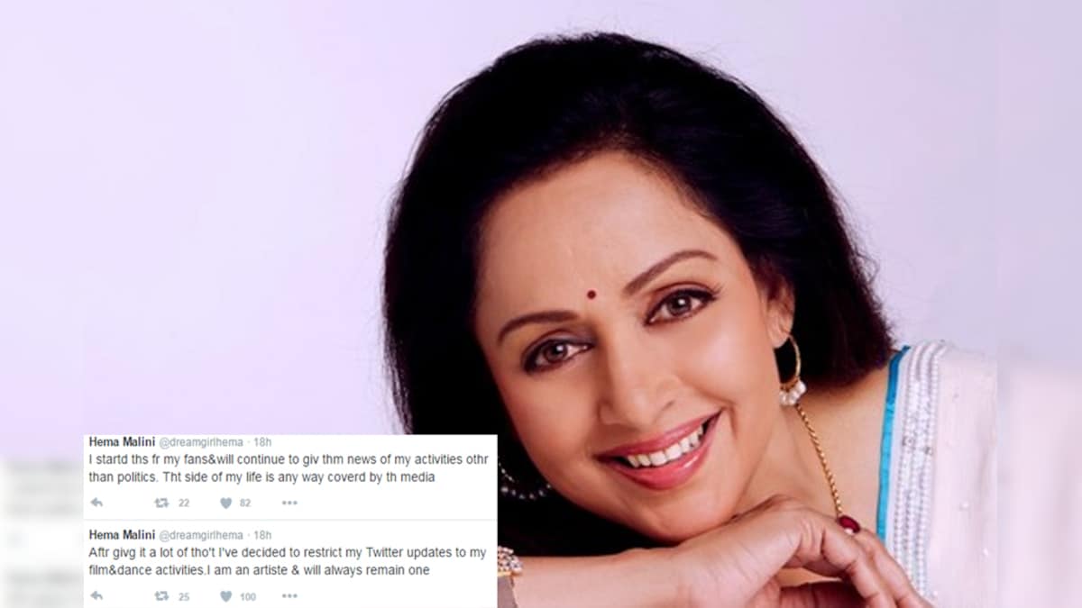Hema Malini to Restrict Her Twitter Updates to Films and Dance - News18