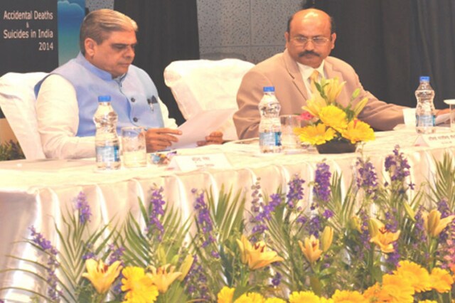 Haribhai Parathibhai Chaudhary, MoS (Home) and Radha Krishna Kini A (Right), DG NCRB  at NCRB 31st Inception Day Function/File photo/NCRB