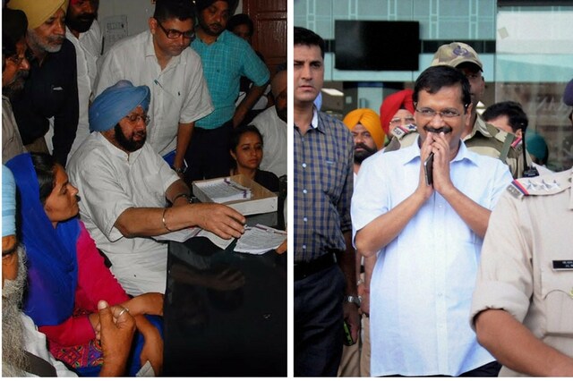 A file image of Former Punjab CM Captain Amarinder Singh left and Delhi CM Arvind Kejriwal  (Getty images)