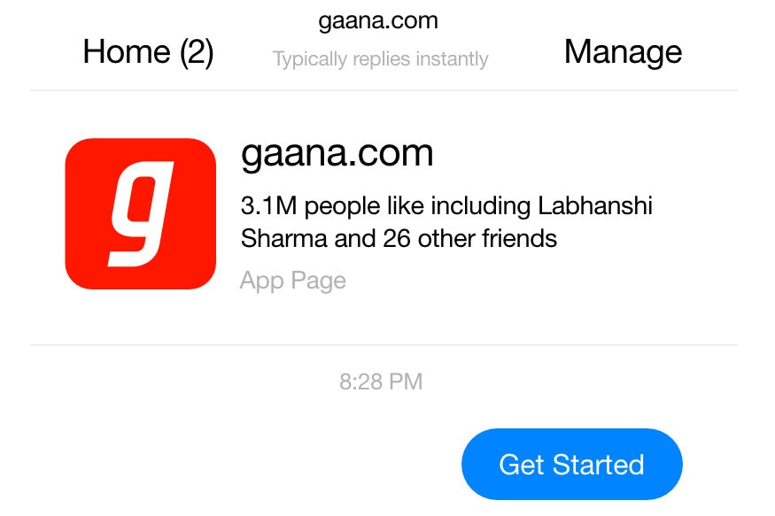 Gaana Facebook Messenger Bot Launched
