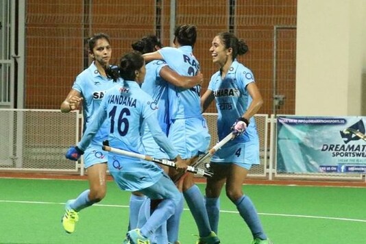 File image of Indian women's hockey team celebrating a goal.(Photo Courtesy: Hockey India)  