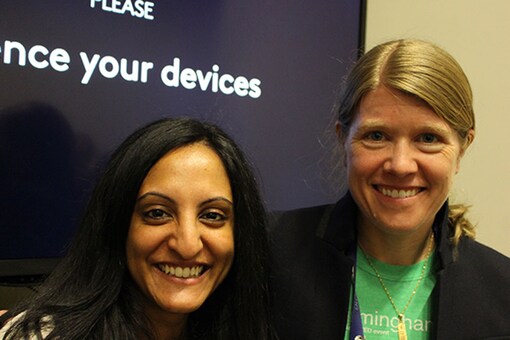 TED Prize director Anna Verghese (L) and Sarah Parcak (R) (Photo courtesy: AFP Relaxnews/ GLENN CHAPMAN)