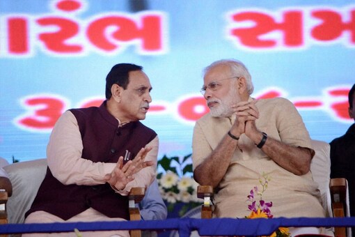 File image of Prime Minister Narendra Modi with Gujarat CM Vijay Rupani. (File photo)