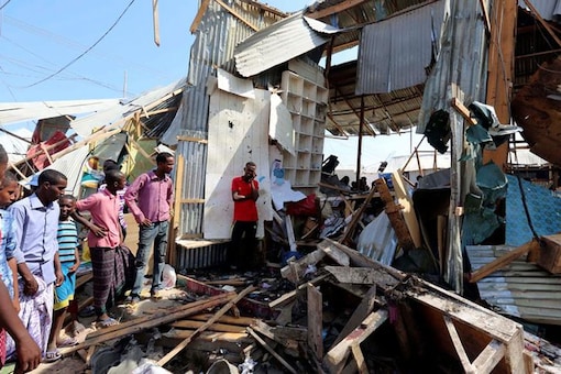 A stall destroyed after a suicide bomb explosion at the Wadajir market in Madina district of Somalia's capital Mogadishu (File photo)