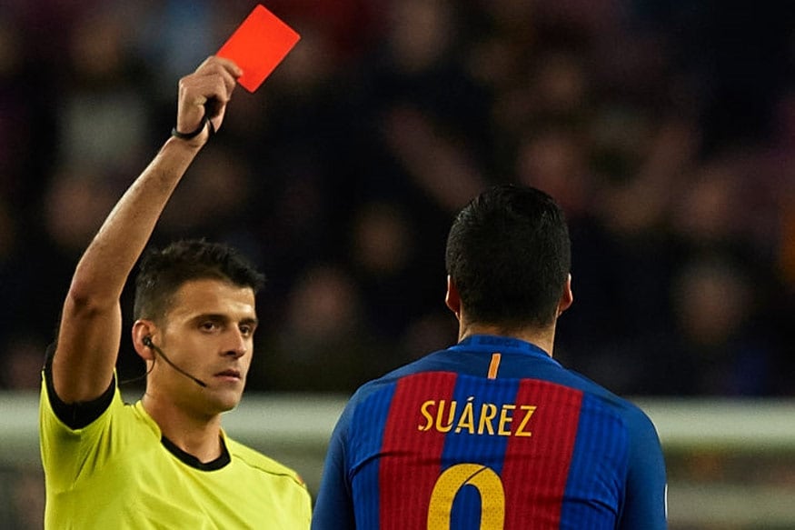 Image result for luis suarez red card