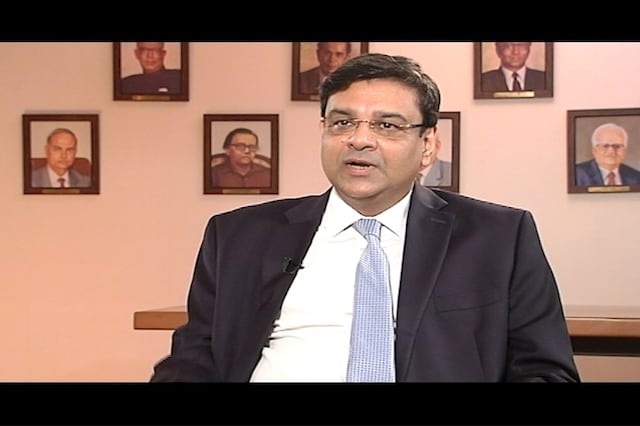 Seen here is RBI Governor Urjit Patel speaking to Network 18's Group Editor Rahul Joshi.