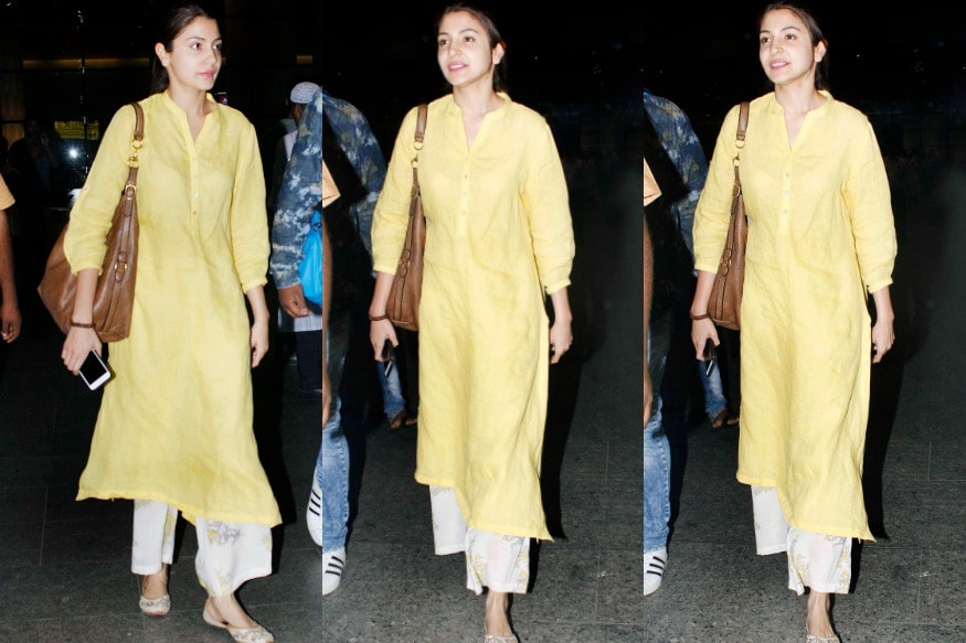 Anushka sharma 2024 in yellow kurti