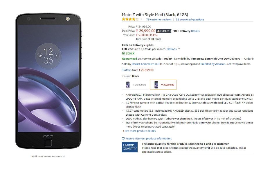 Moto z amazon india