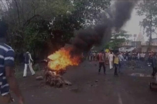 their protest turned violent on Thursday as the farmers started agitating simultaneously at several places near Nevali. (TV grab/ CNN-News18)