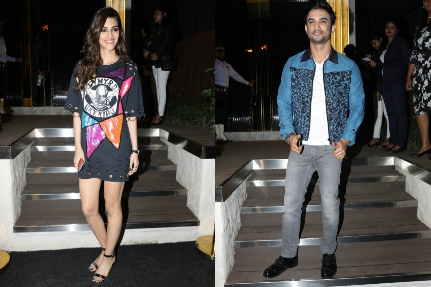 Kriti Sanon and Sushant Singh Rajput arrive at the opening of restaurant Arth, designed by Gauri Khan.