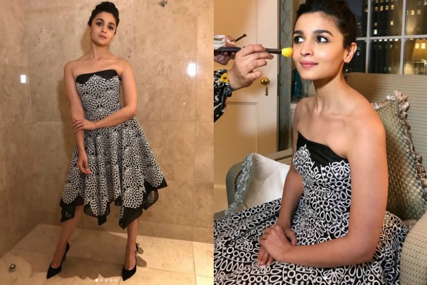 alia bhatt black and white dress