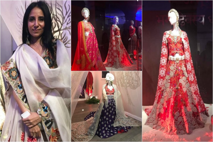 Anamika Khanna Bride Donned Red Embroidered Lehenga, Styled It With A  Unique 'Chandbali Nath'