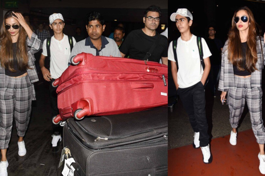 (Photo: Malaika Arora with ex-husband Arbaaz Khan and son Arhaan at Mumbai airport/Yogen Shah)