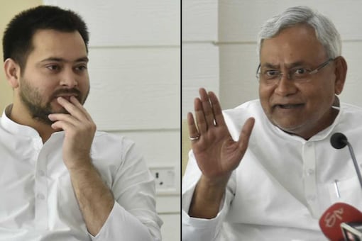 RJD leader Tejashwi Yadav (left) and Bihar Chief Minister Nitish Kumar. 