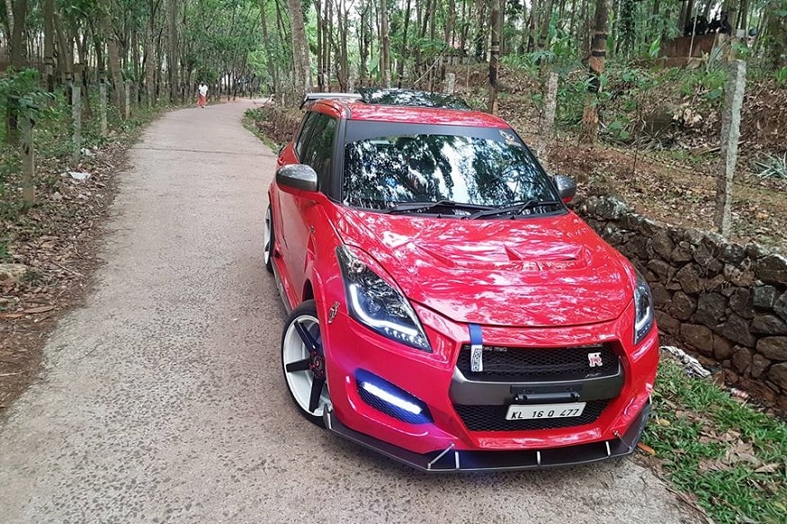 maruti swift modified in red